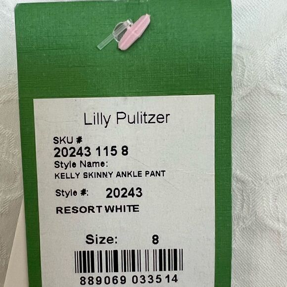 Lilly Pulitzer Resort White 29" Kelly Textured Ankle Length Skinny Pants - Picture 10 of 11